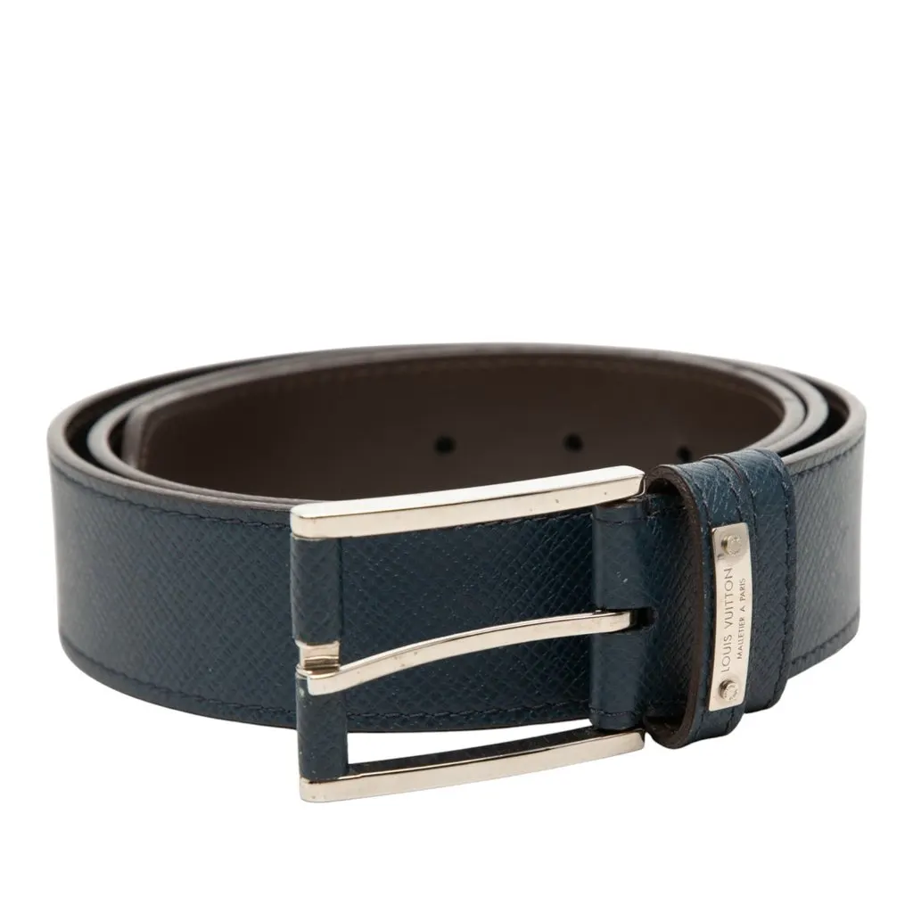 Louis Vuitton Taiga Ceinture Belt Blue Leather Very good - Model View