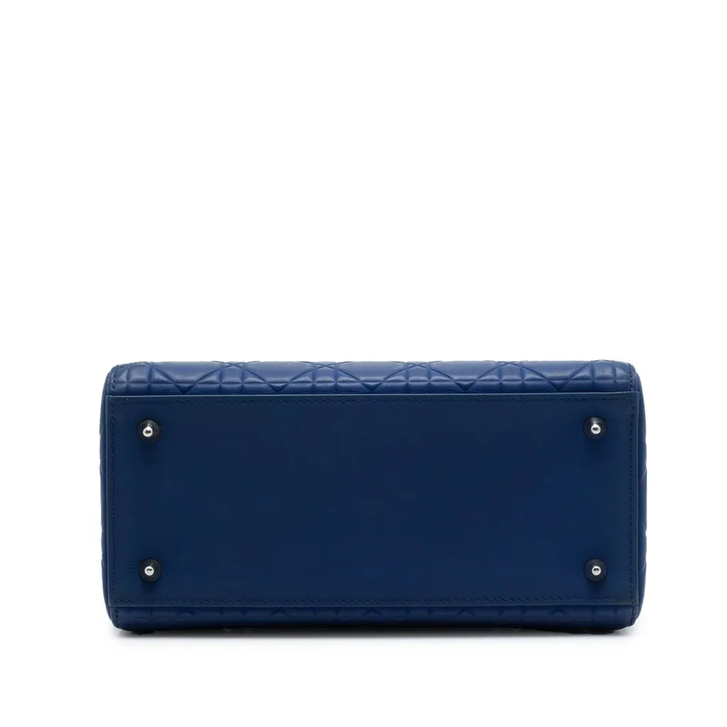 Dior Medium Ultra Matte Calfskin Embossed Cannage Lady Dior Blue Leather Very good - Inside View