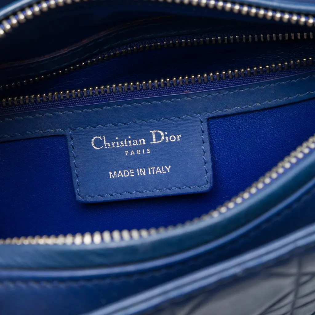 Dior Medium Ultra Matte Calfskin Embossed Cannage Lady Dior Blue Leather Very good - Box View