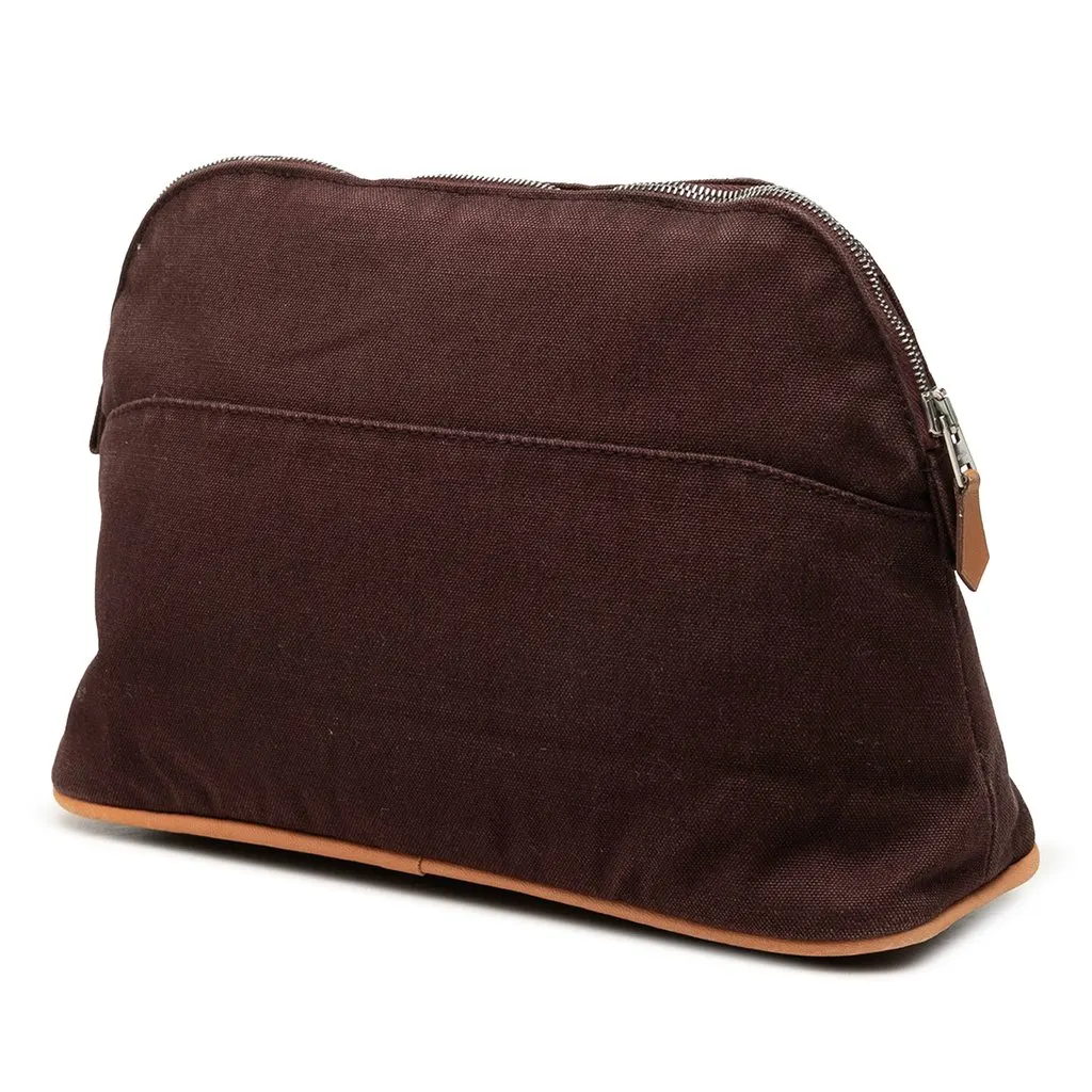 Hermès Toile Bolide Trousse De Voyage Pouch MM Brown Cotton Very good - Back View