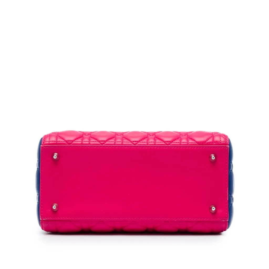 Dior Medium Tricolor Lambskin Cannage Lady Dior Pink Leather Very good - Inside View