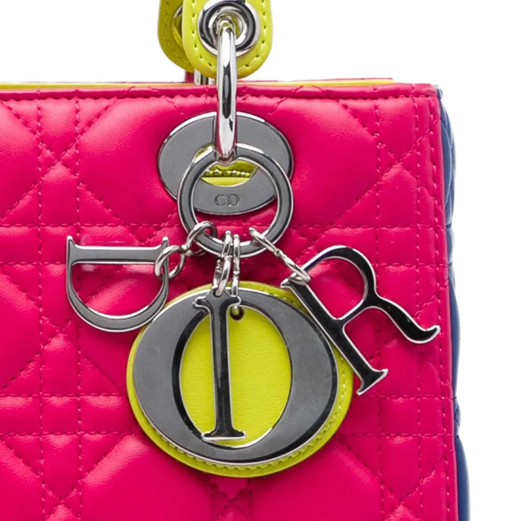 Dior Medium Tricolor Lambskin Cannage Lady Dior Pink Leather Very good - Box View