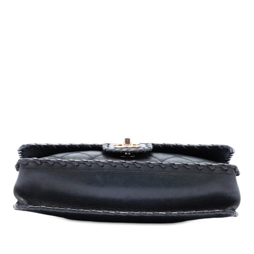 Chanel Medium Quilted Iridescent Calfskin Happy Stitch Flap Black Leather Good - Inside View