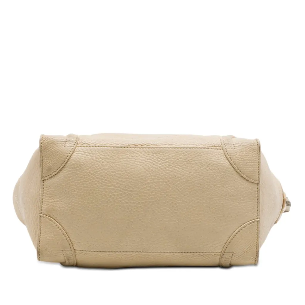 Celine Mini Drummed Calfskin Luggage Tote Beige Leather Very good - Inside View
