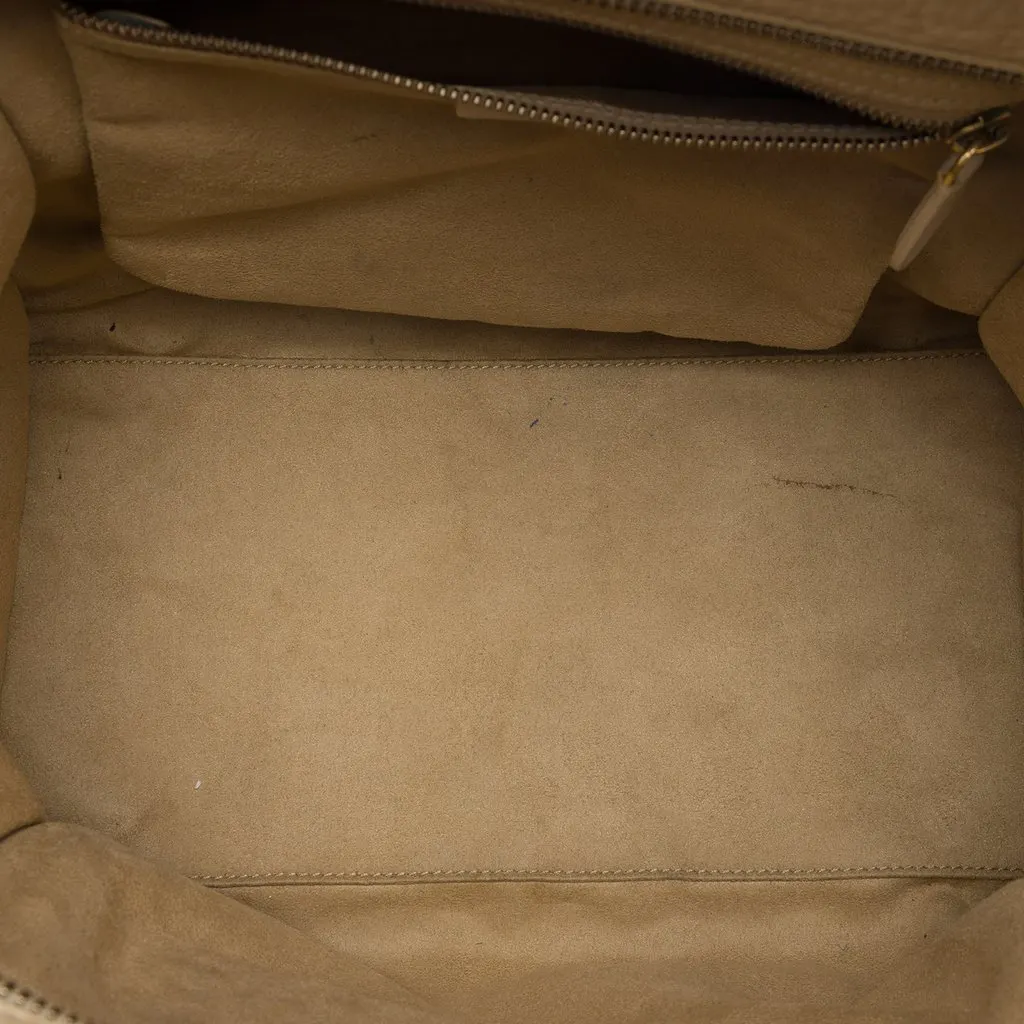 Celine Mini Drummed Calfskin Luggage Tote Beige Leather Very good - Model View