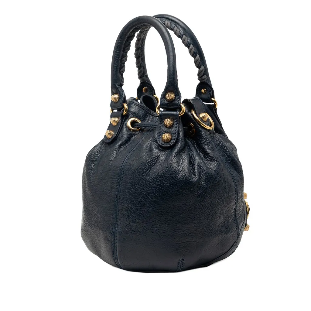 Balenciaga Mini Lambskin Motocross Giant 12 Pompon Bag Blue Leather Very good - Back View