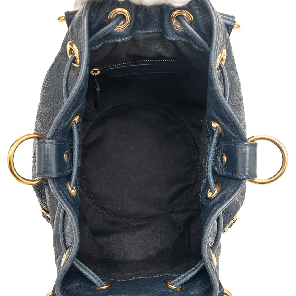 Balenciaga Mini Lambskin Motocross Giant 12 Pompon Bag Blue Leather Very good - Model View