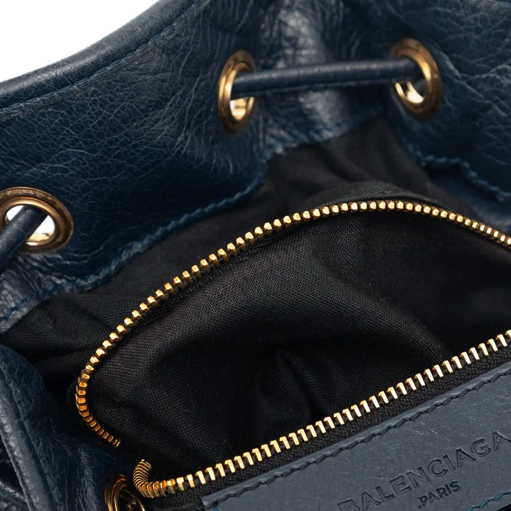 Balenciaga Mini Lambskin Motocross Giant 12 Pompon Bag Blue Leather Very good - Box View