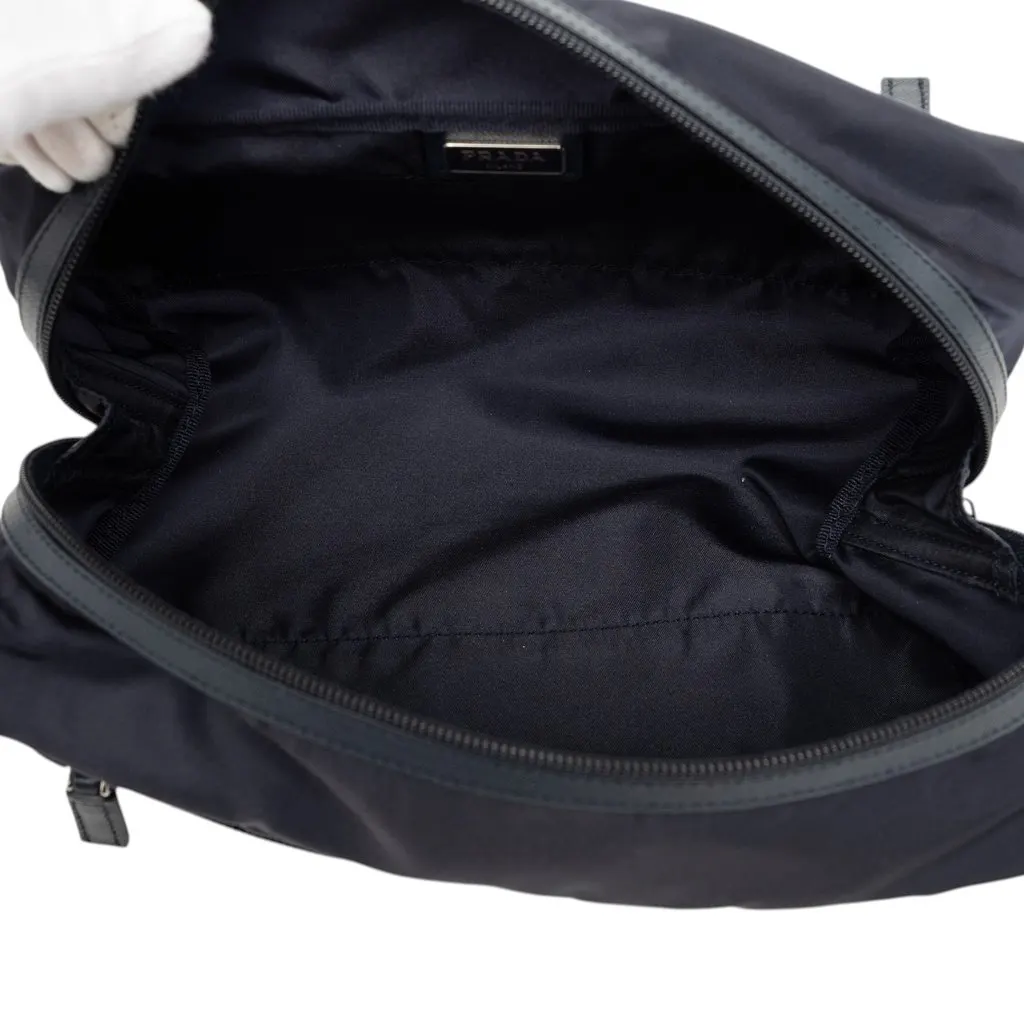 Prada Tessuto Pouch Blue Very good - Model View