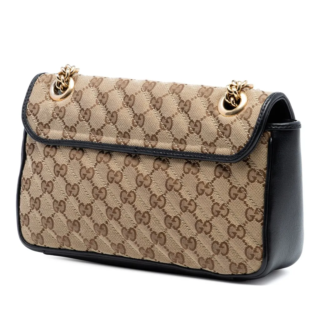 Gucci Medium GG Marmont Matelasse Diagonal GG Canvas Shoulder Bag Beige Very good - Back View