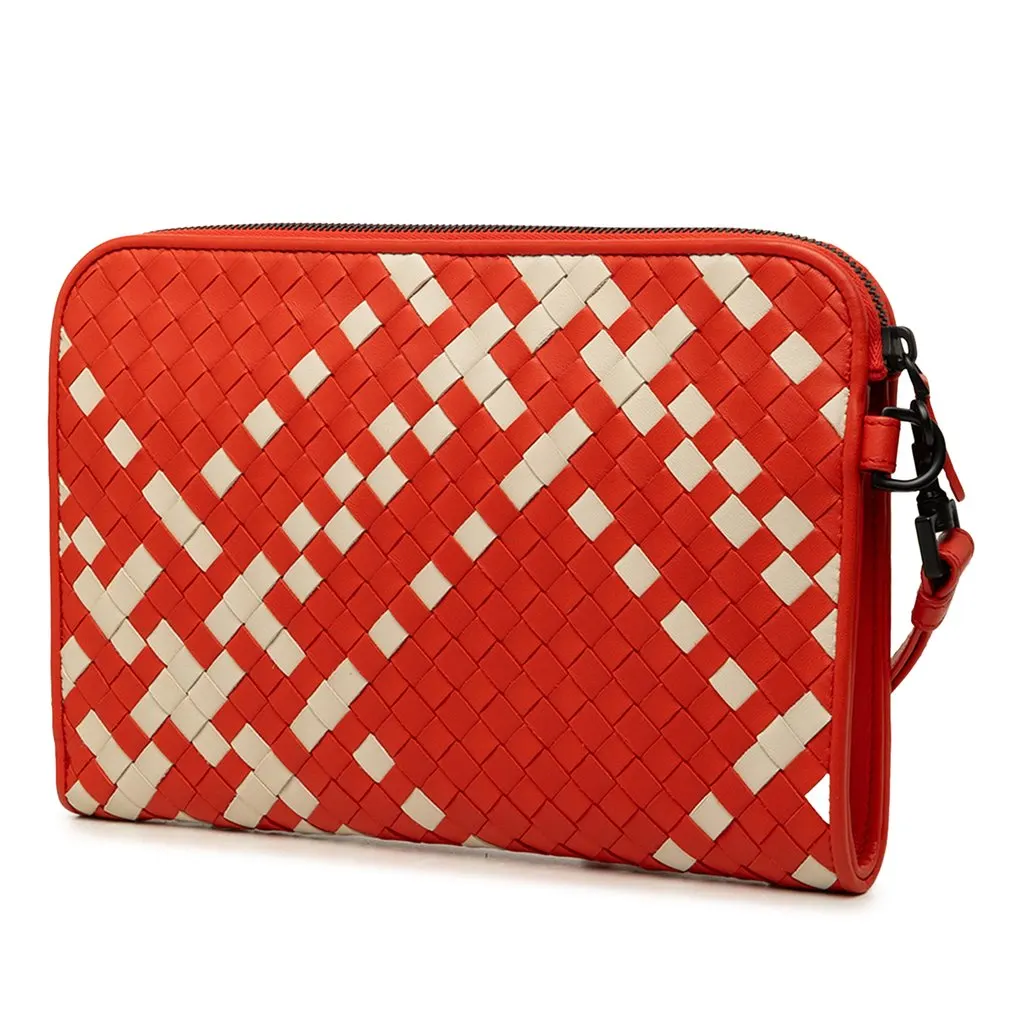 Bottega Veneta Bicolor Nappa Intrecciato Document Case Orange Leather Very good - Back View