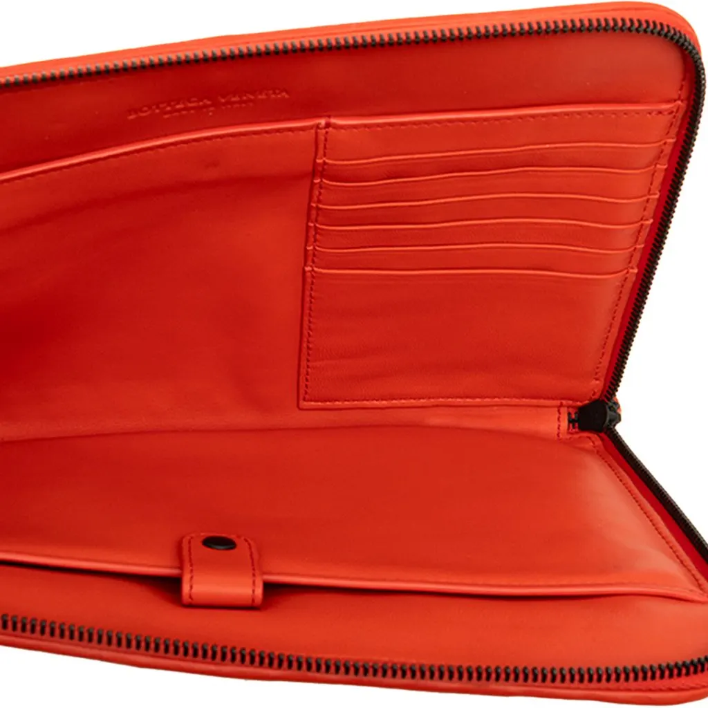 Bottega Veneta Bicolor Nappa Intrecciato Document Case Orange Leather Very good - Model View
