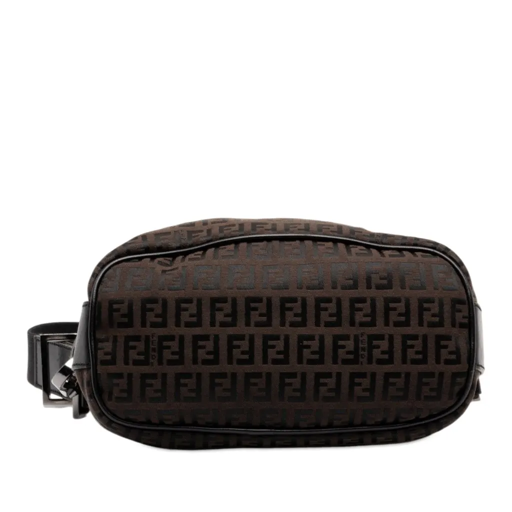 Fendi Zucchino Canvas Shoulder Bag Brown Canvas Good - Inside View