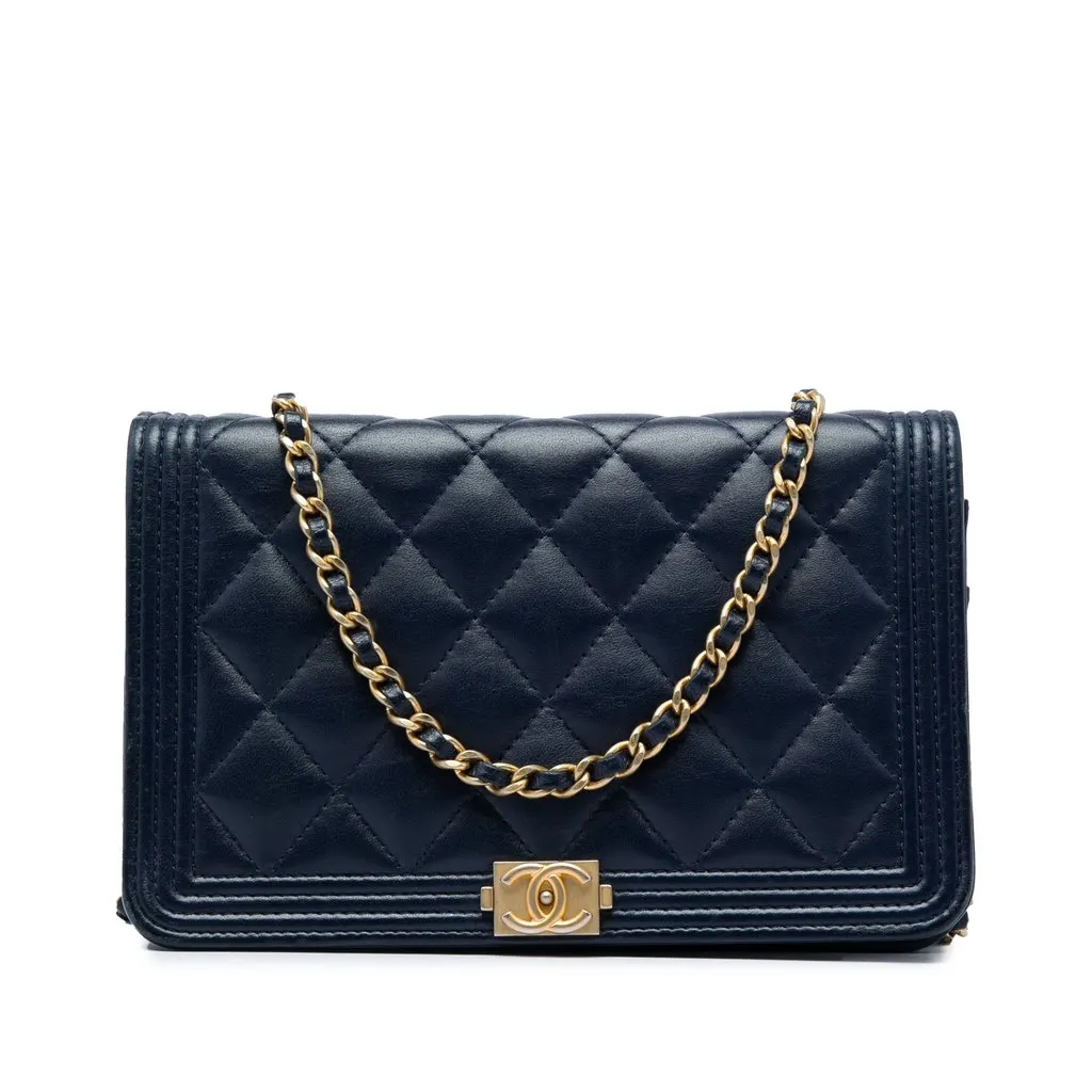 Chanel Quilted Lambskin Boy Wallet On Chain
