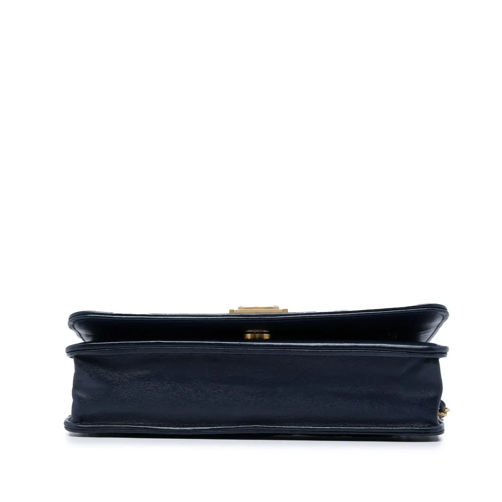 Chanel Quilted Lambskin Boy Wallet On Chain Blue Leather Very good - Inside View