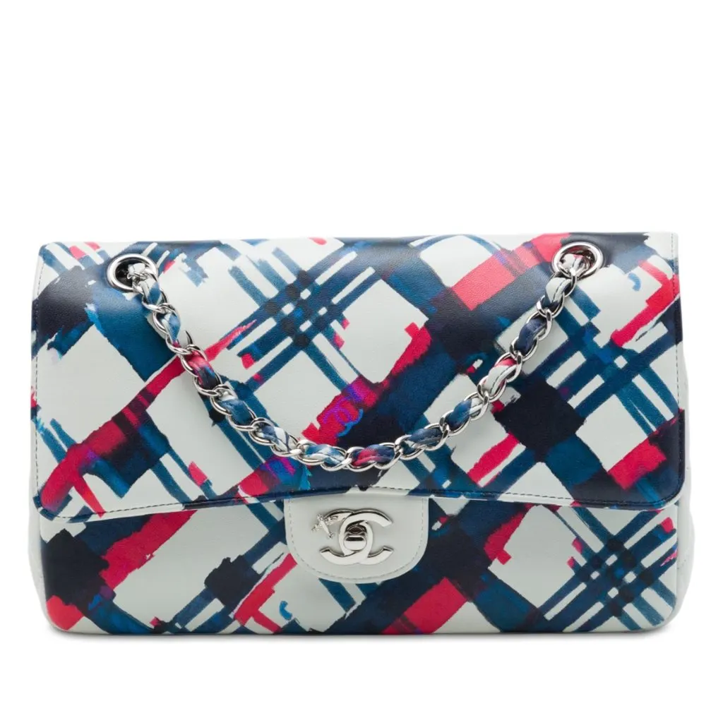 Chanel Medium Classic Airlines Printed Lambskin Double Flap White Leather Very good - Front View