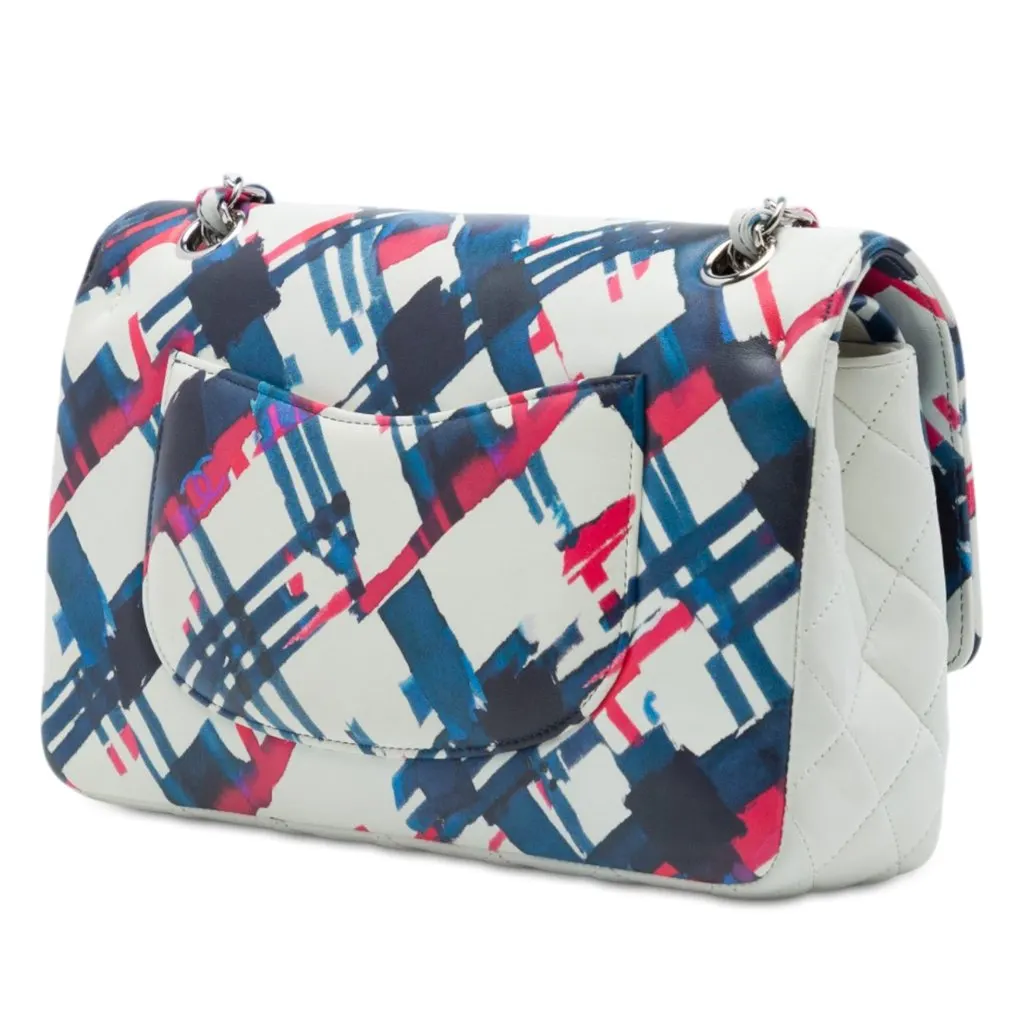 Chanel Medium Classic Airlines Printed Lambskin Double Flap White Leather Very good - Back View