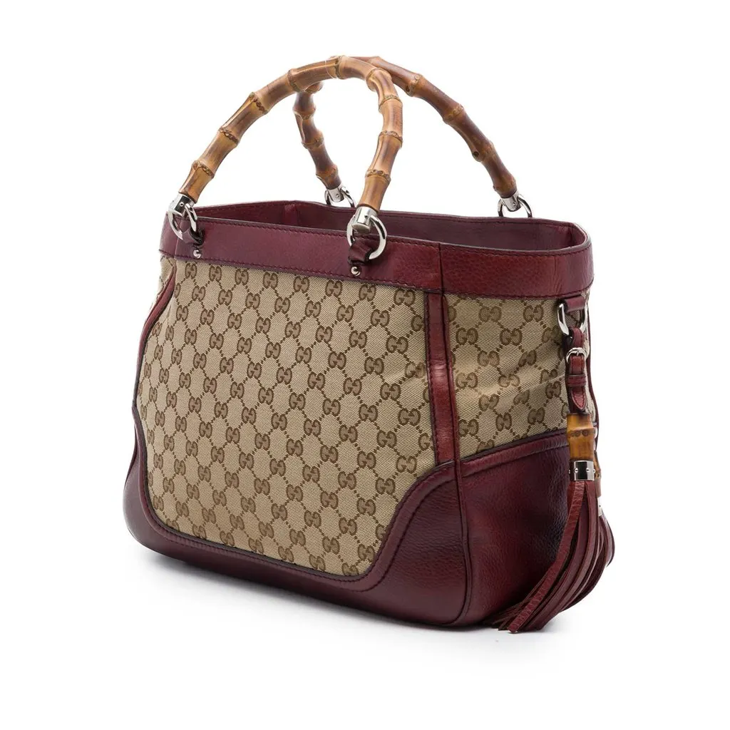 Gucci Medium GG Canvas New Bamboo Tassel Tote Beige Canvas Very good - Back View