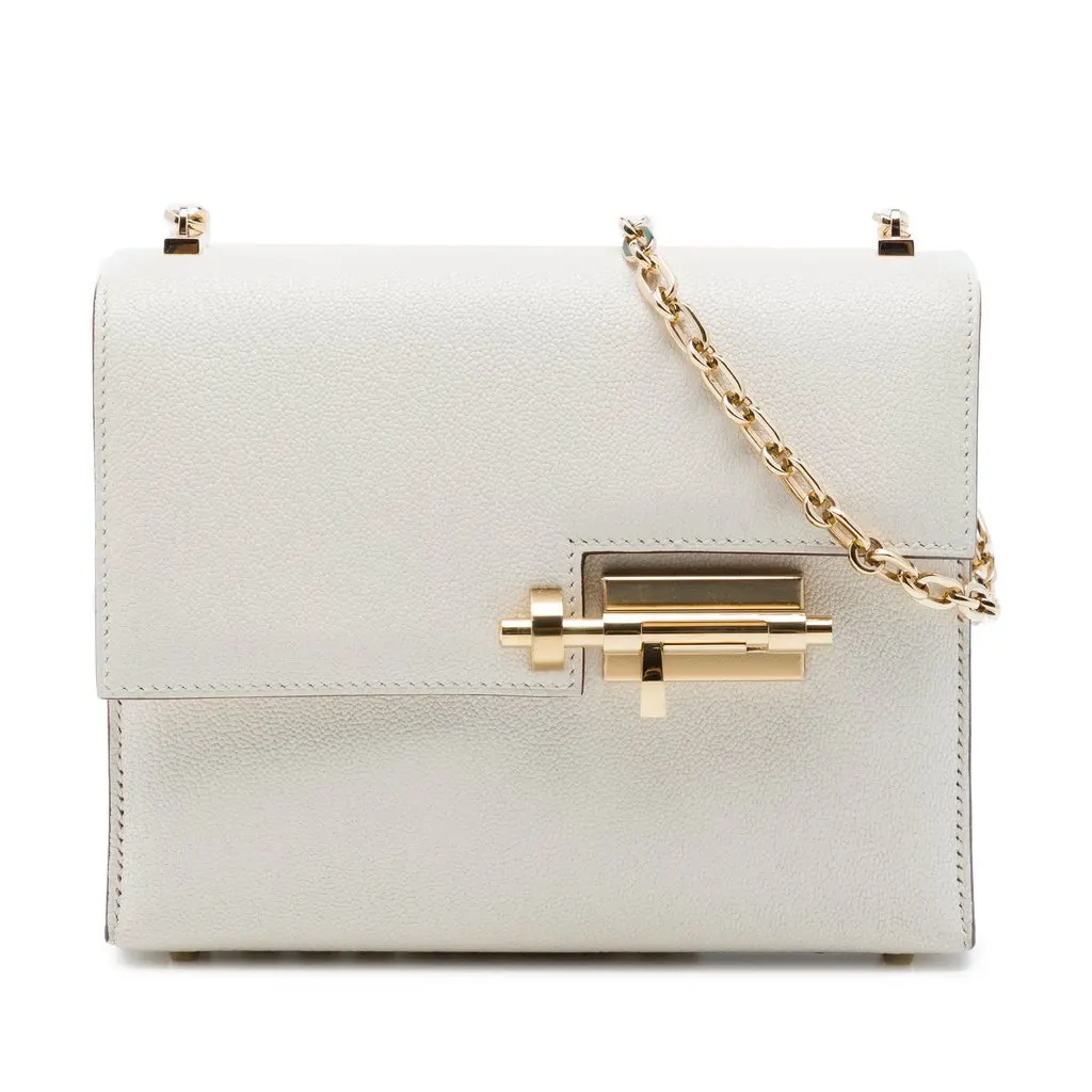 Hermès Mini Chevre Mysore Verrou Chaine White Leather Very good - Front View