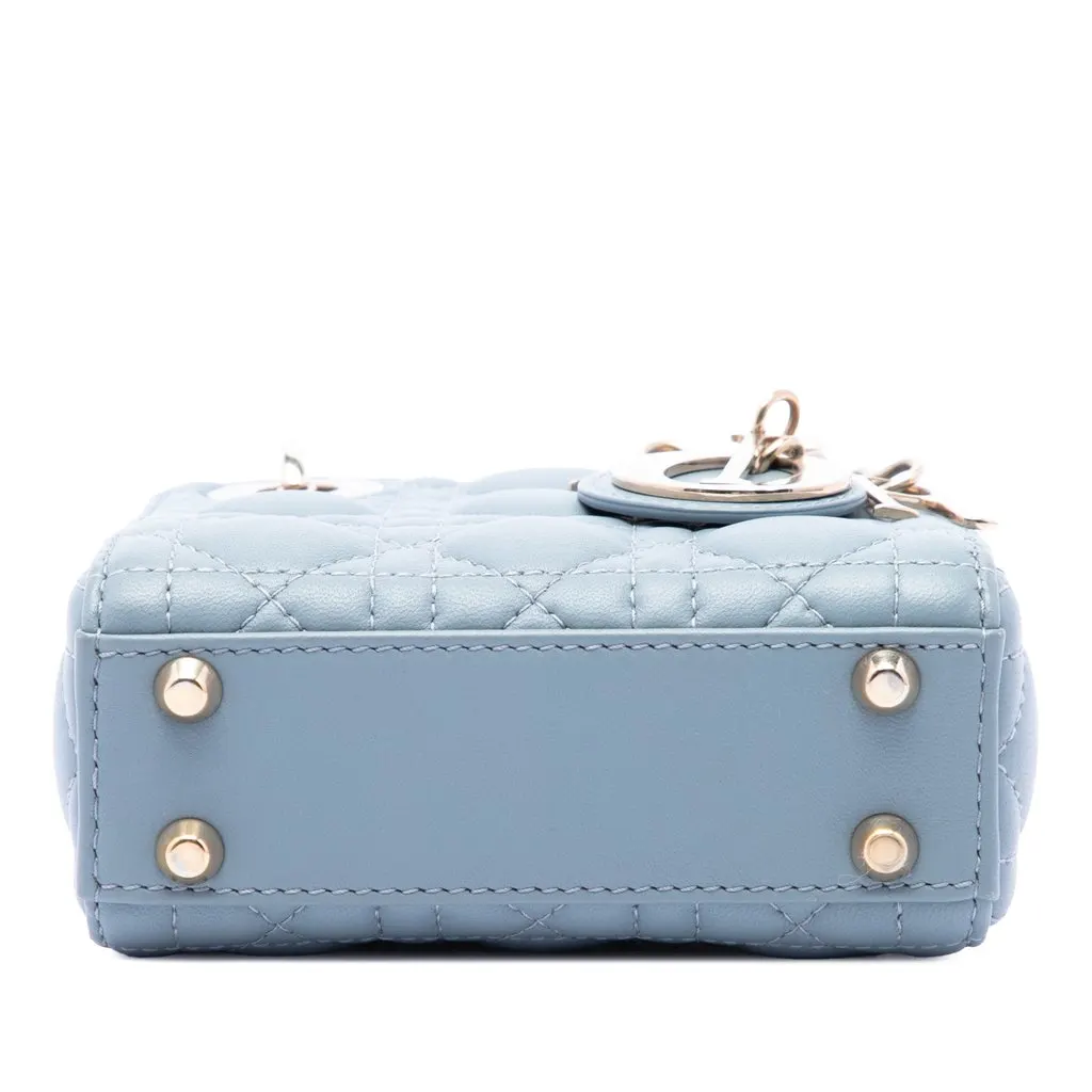 Dior Micro Lambskin Cannage Lady Dior Blue Leather Very good - Inside View