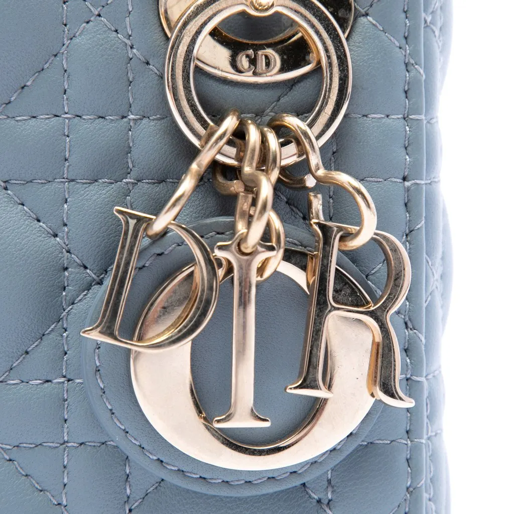 Dior Micro Lambskin Cannage Lady Dior Blue Leather Very good - Box View