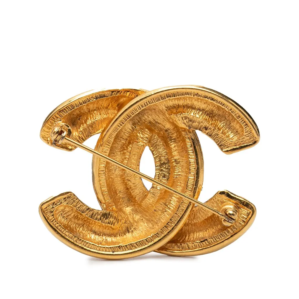 Chanel CC Gold Plated Quilted Brooch Gold Metal Very good - Back View