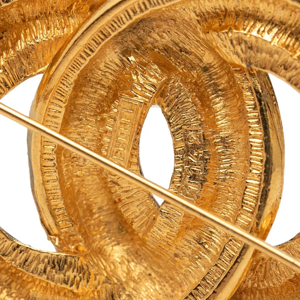 Chanel CC Gold Plated Quilted Brooch Gold Metal Very good - Inside View