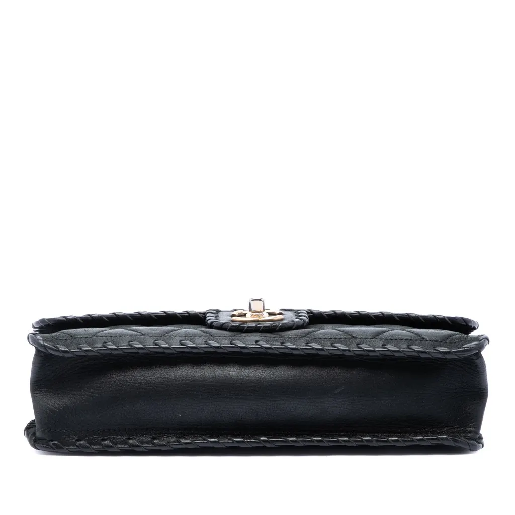 Chanel Medium Classic Calfskin Happy Stitch Flap Black Leather Very good - Inside View