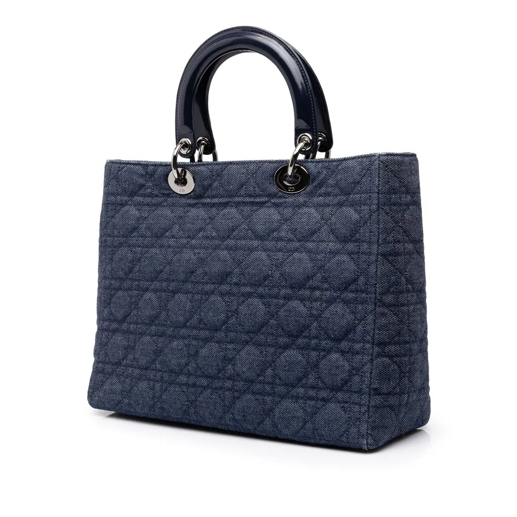 Dior Large Denim Cannage Lady Dior Blue Denim Very good - Back View