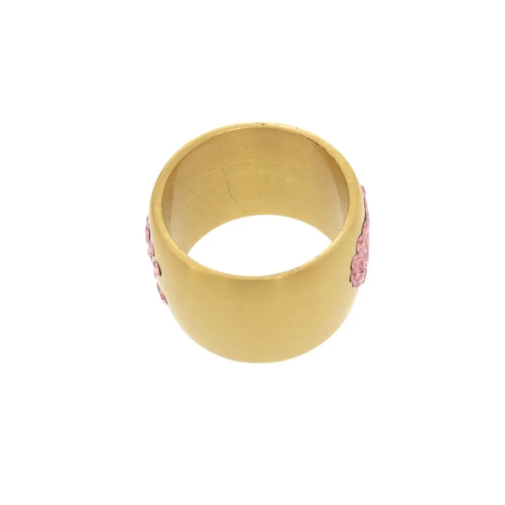Chanel CC Gold Plated Crystals Heart Ring Gold Metal Very good - Box View