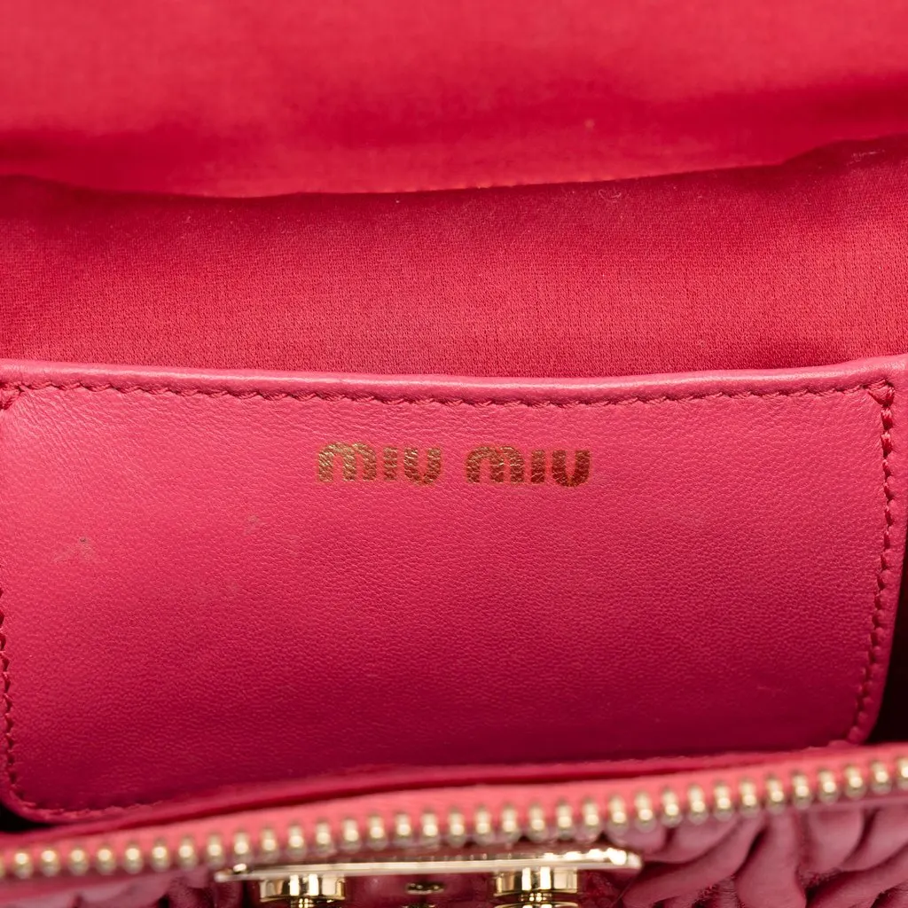 Miu Miu Matelasse Nappa Top Handle Vanity Case Pink Leather Very good - Box View
