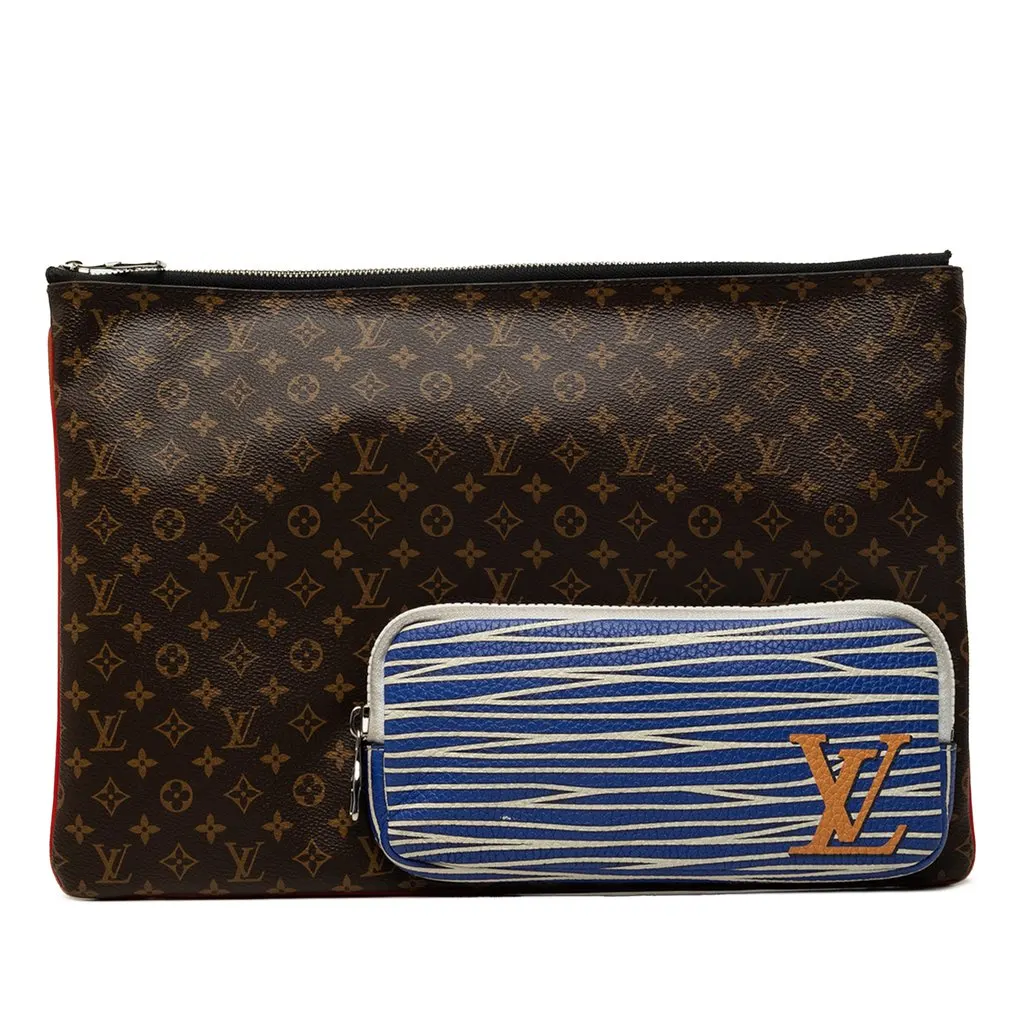 Louis Vuitton Monogram A4 Multipocket Pochette Brown Good - Front View