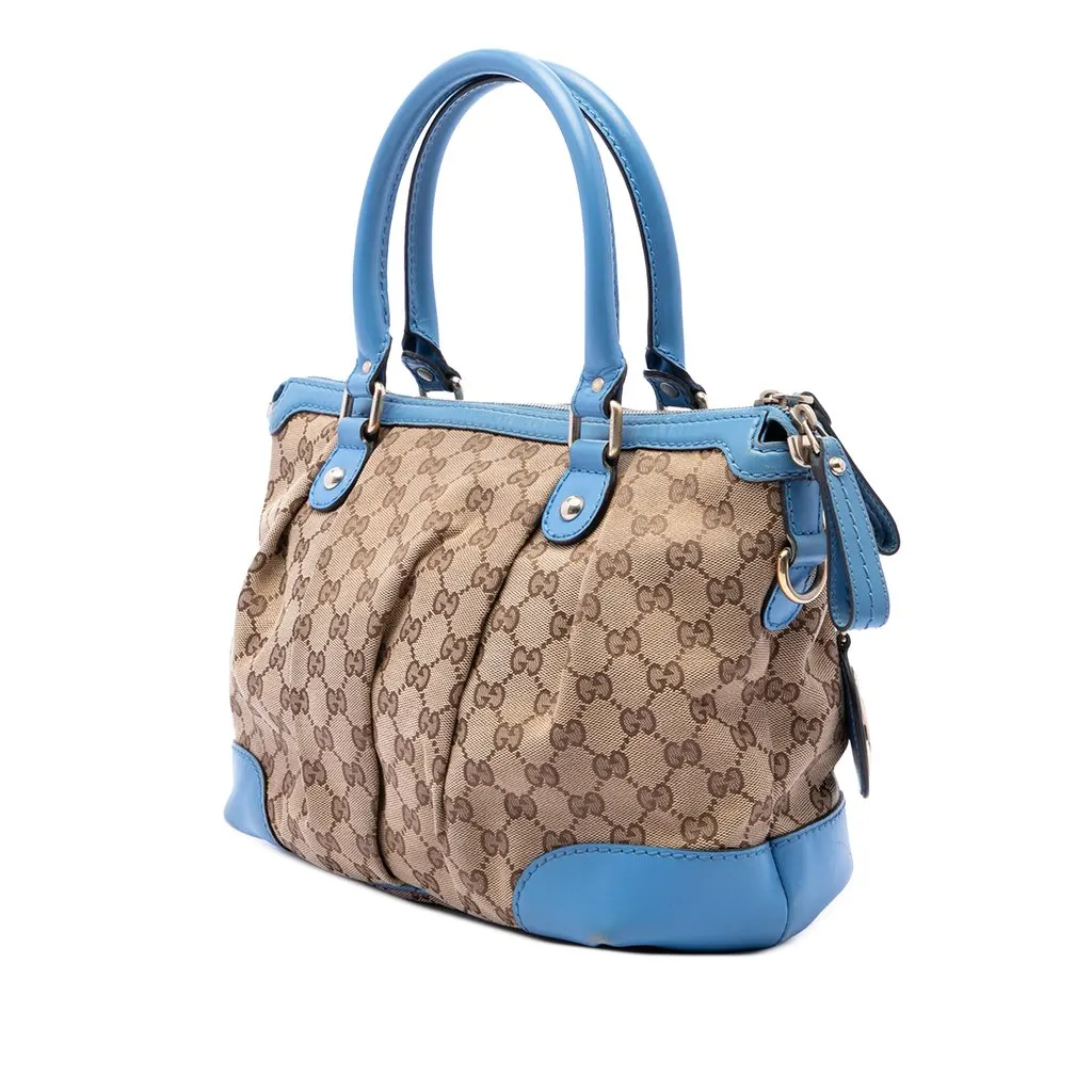 Gucci GG Canvas Sukey Satchel Beige Canvas Good - Back View