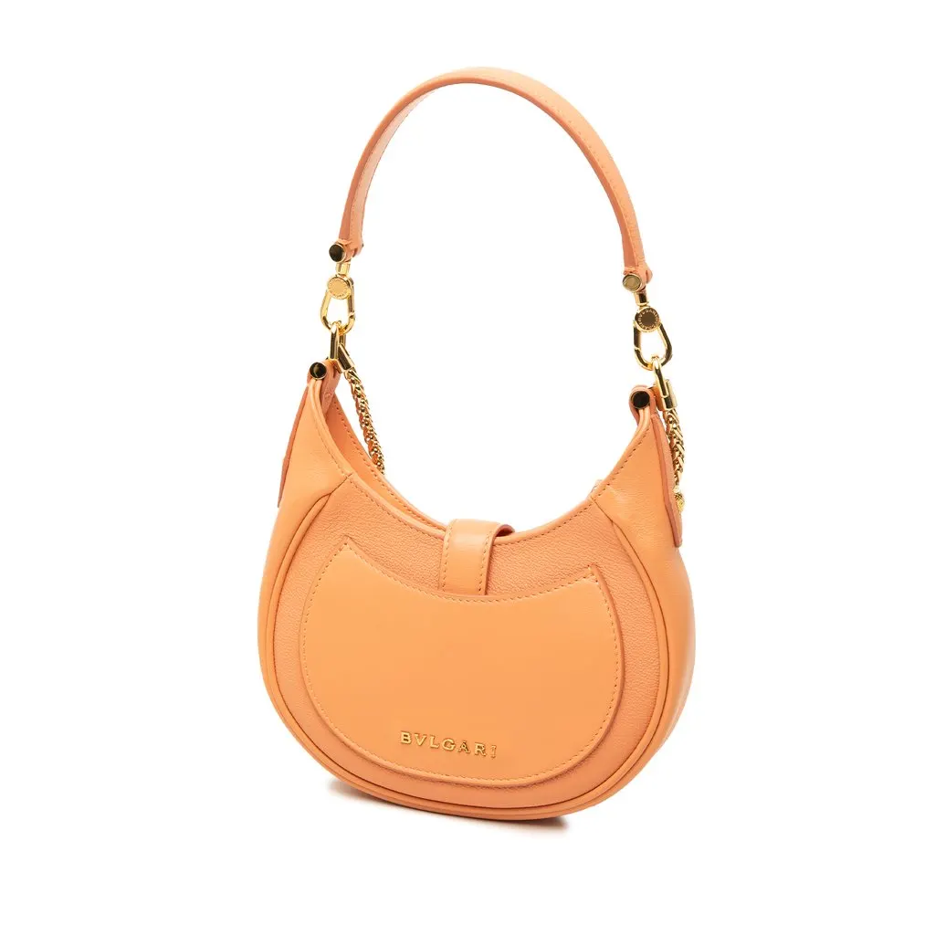 Bvlgari Small Leather Serpenti Ellipse Satchel Orange Leather Very good - Back View