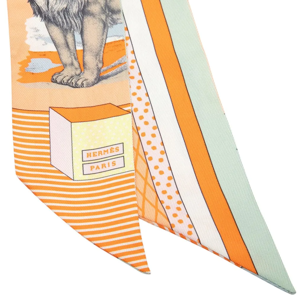 Hermès Grand Theatre Nouveau Silk Twilly Scarf Orange Very good - Back View