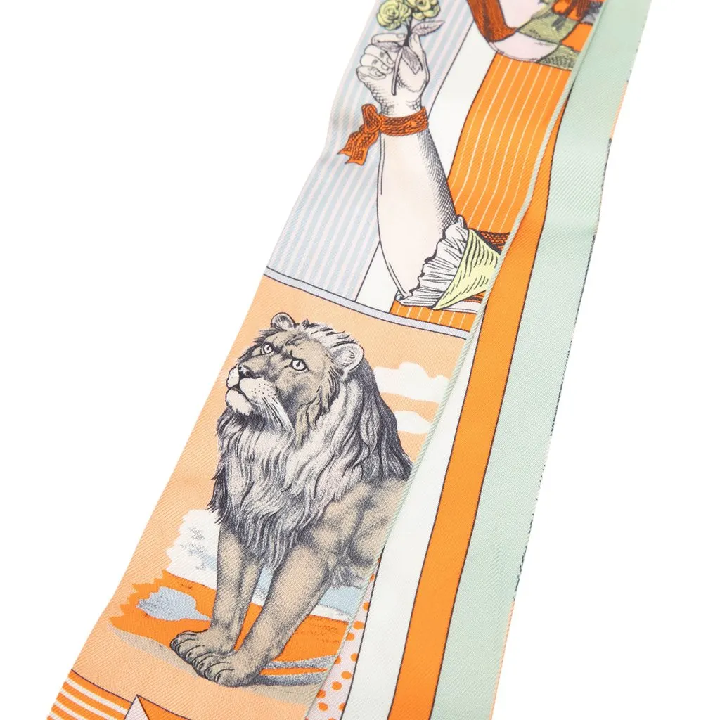 Hermès Grand Theatre Nouveau Silk Twilly Scarf Orange Very good - Inside View
