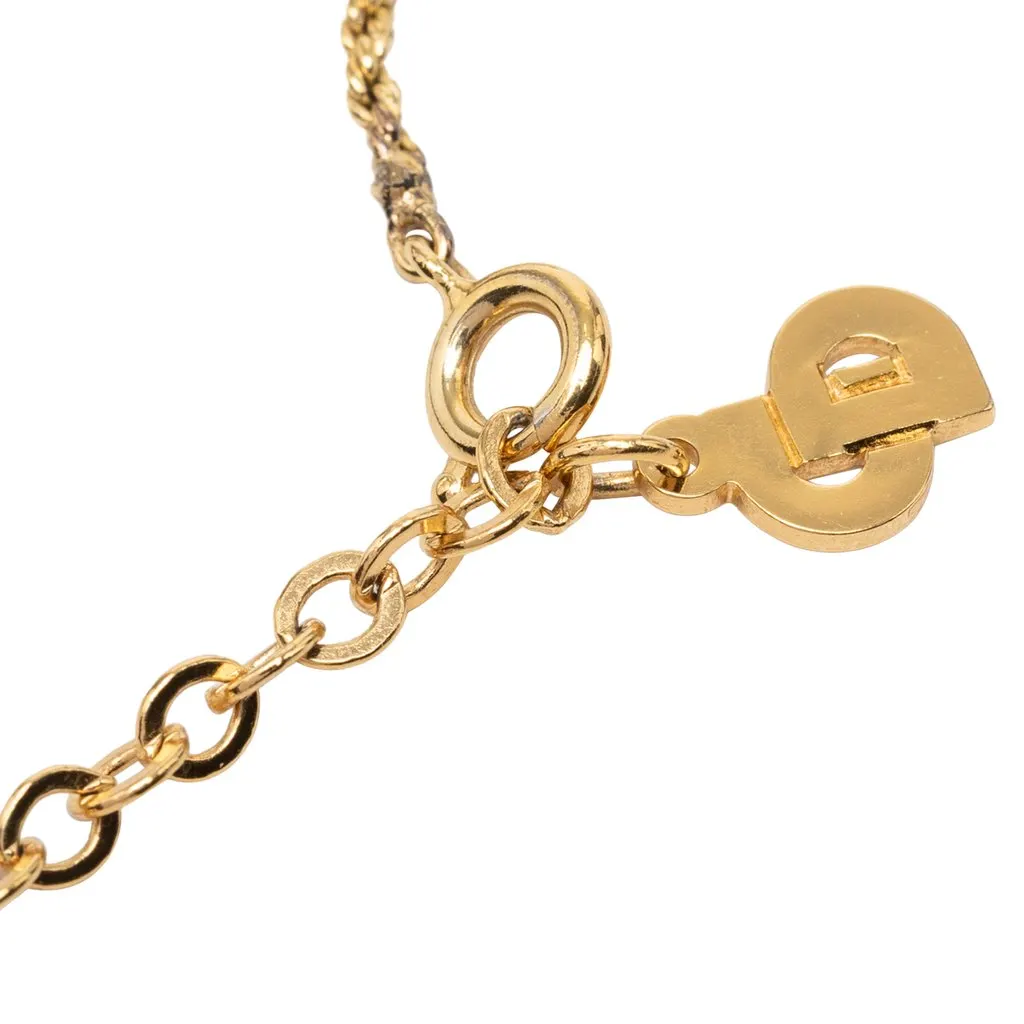 Dior Gold Plated CD Logo Pendant Necklace Gold Metal Very good - Box View