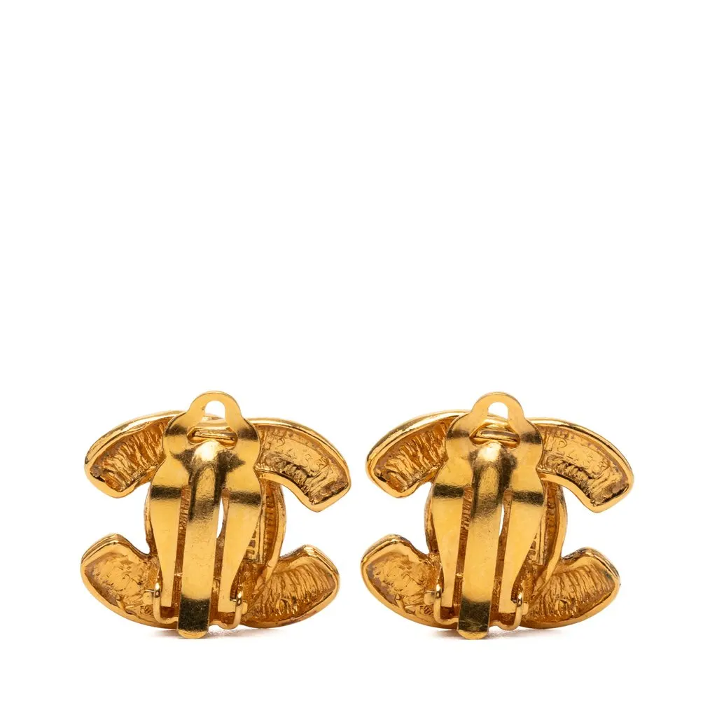Chanel CC Quilted Gold Plated Clip On Earrings Gold Metal Very good - Back View