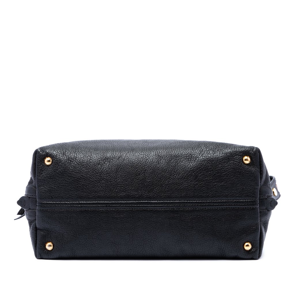 Miu Miu Goatskin Madras Zip Satchel Black Large Leather