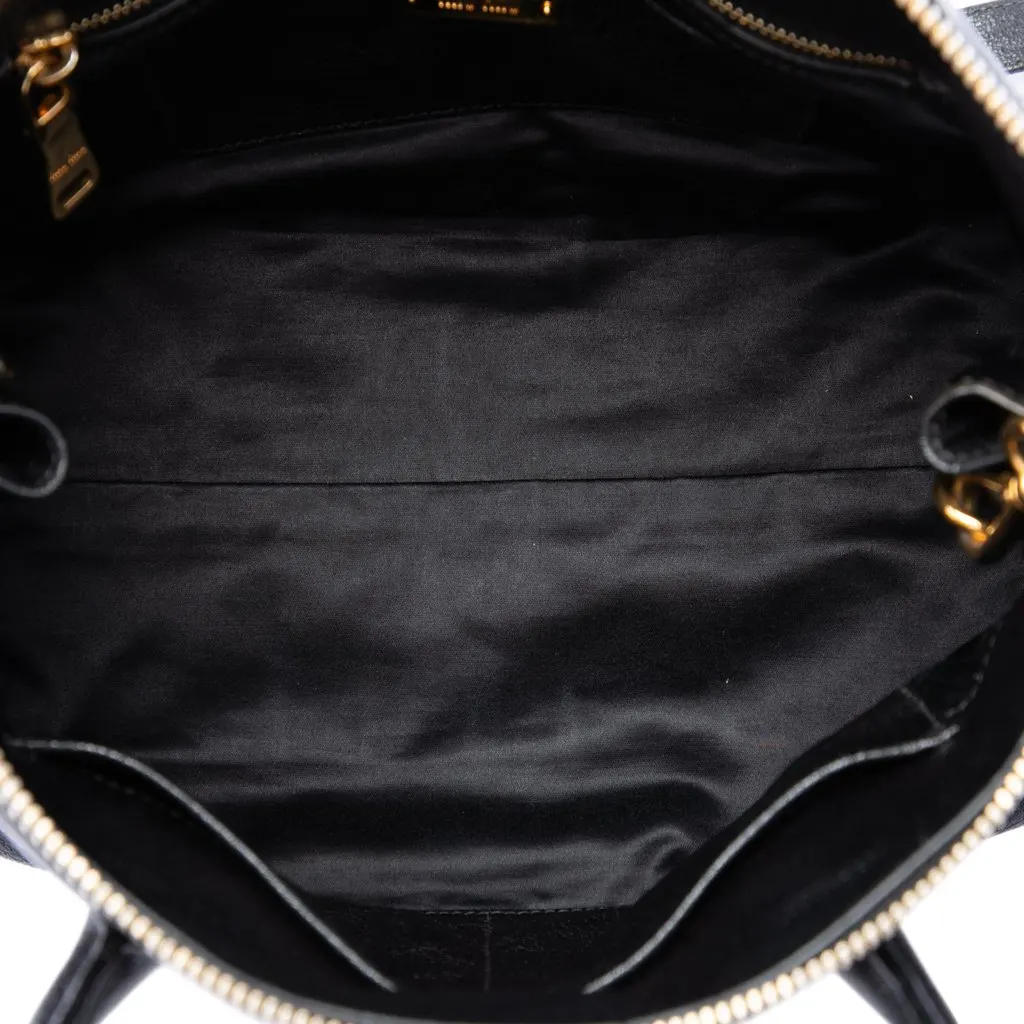 Miu Miu Goatskin Madras Zip Satchel Black Leather Very good - Model View
