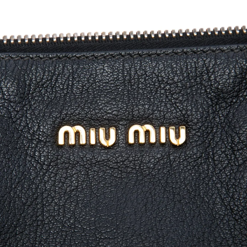 Miu Miu Goatskin Madras Zip Satchel Black Leather Very good - Box View