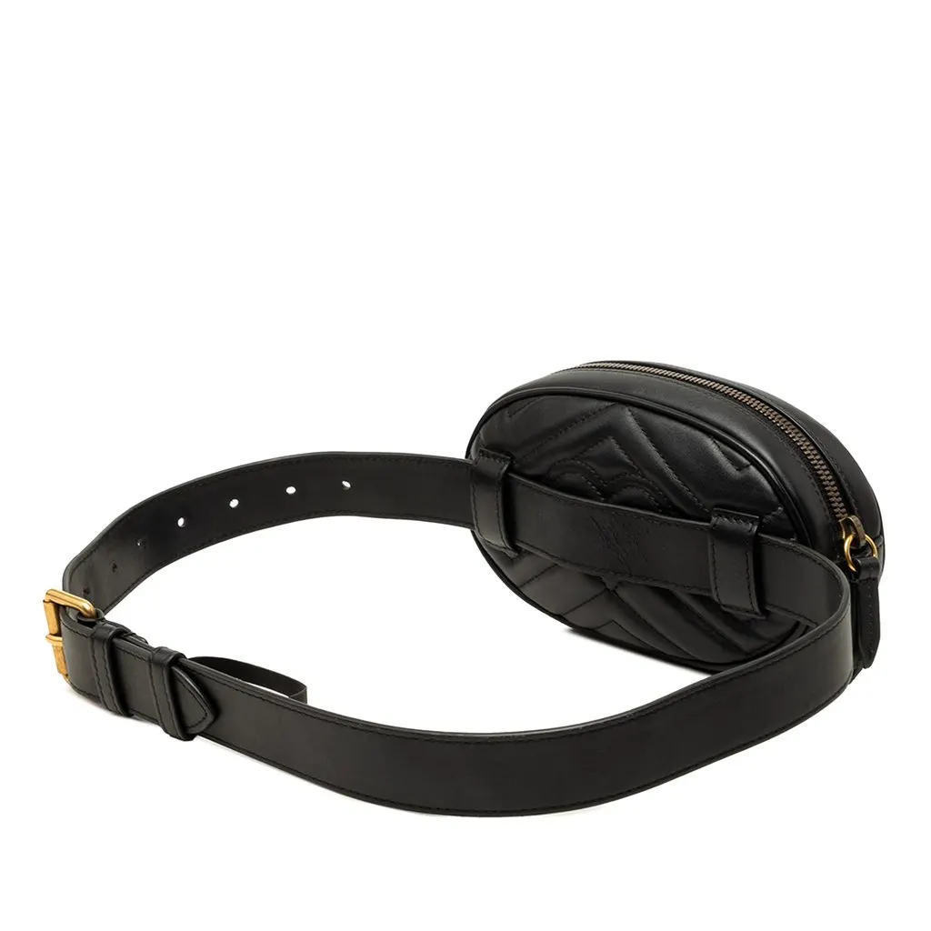 Gucci GG Marmont Matelasse Calfskin Belt Bag Black Leather Good - Back View