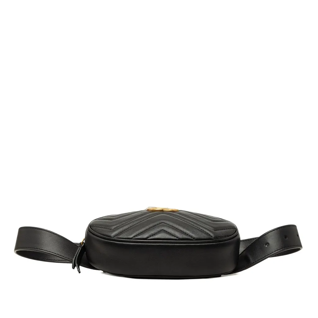 Gucci GG Marmont Matelasse Calfskin Belt Bag Black Leather Good - Inside View