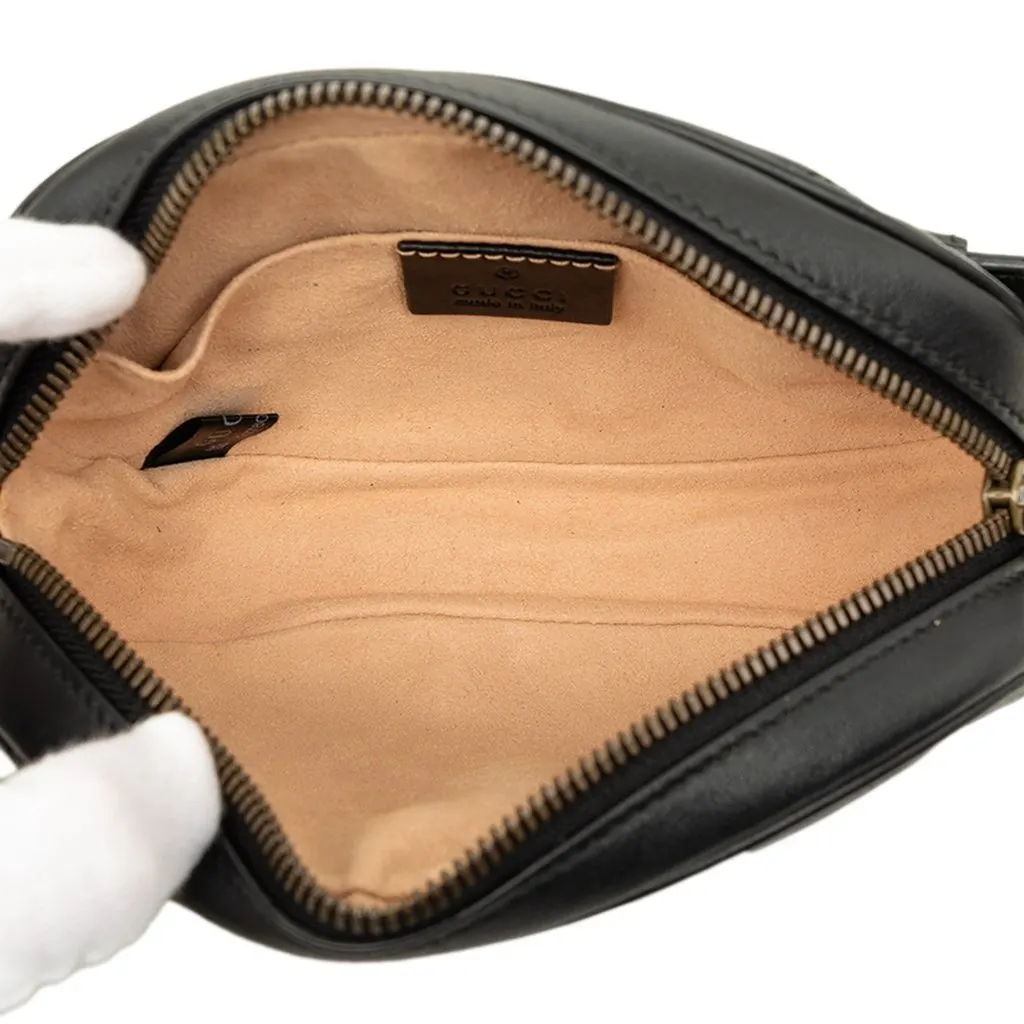 Gucci GG Marmont Matelasse Calfskin Belt Bag Black Leather Good - Model View