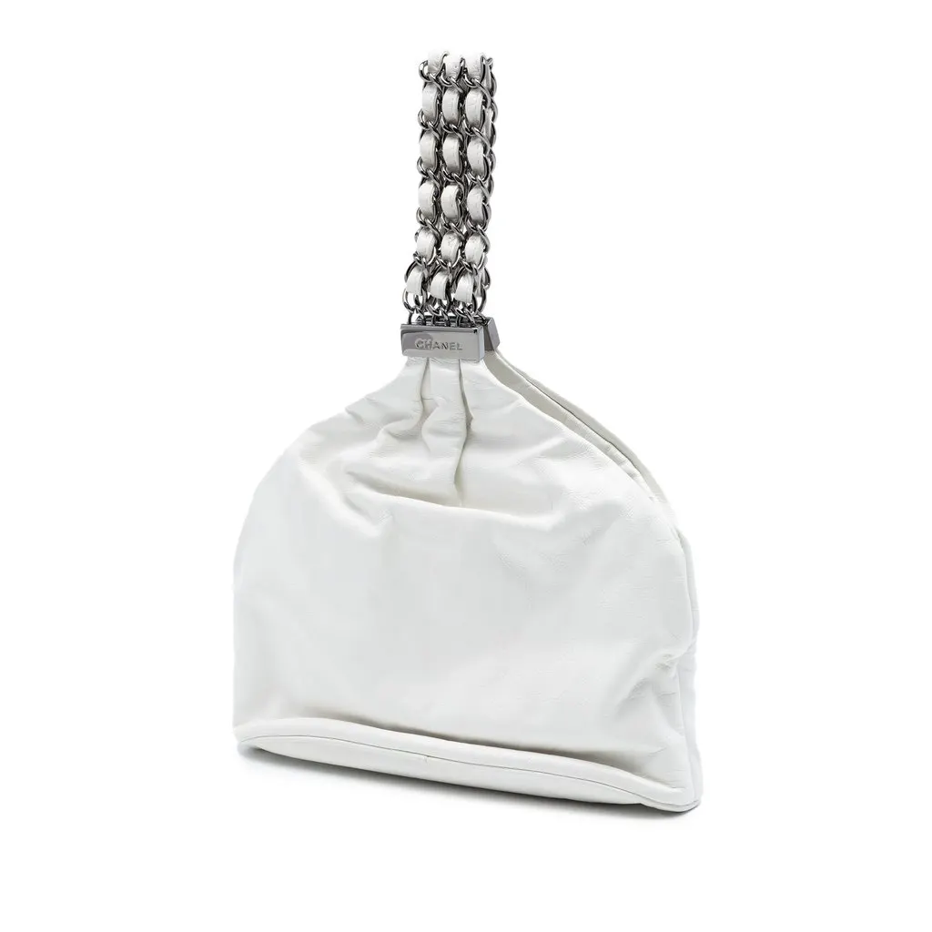 Chanel CC Lambskin Rock and Chain Hobo Bag White Leather Very good - Back View