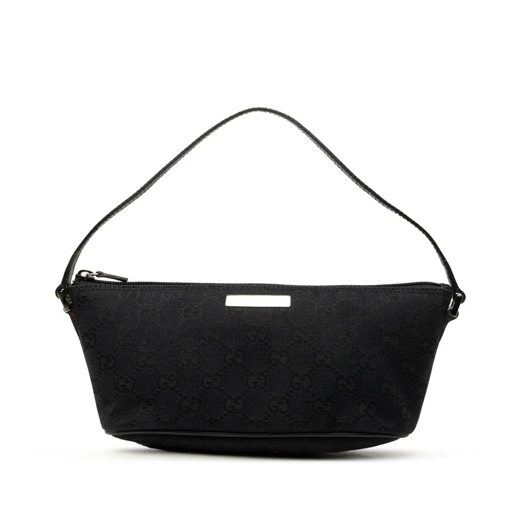 Gucci GG Canvas Boat Black Canvas Good - Front View