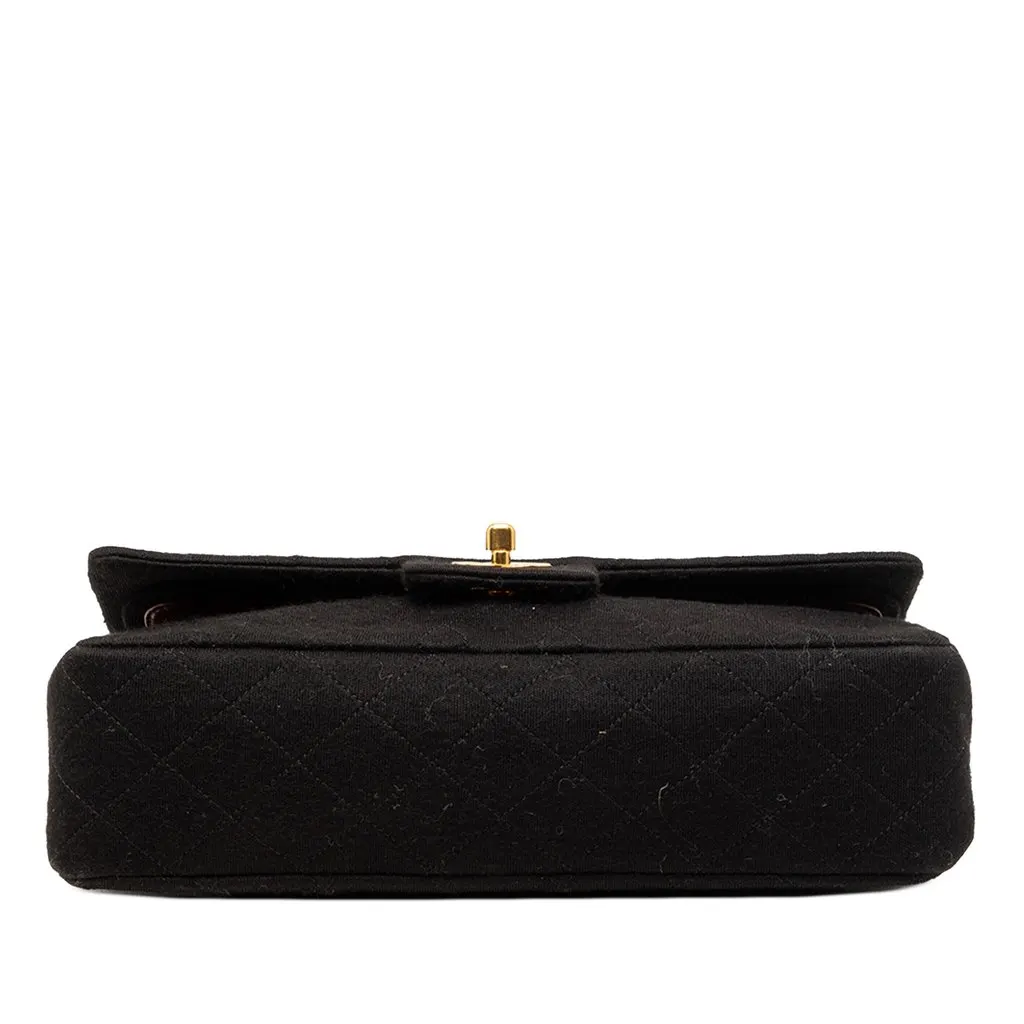 Chanel Medium Classic Jersey Bijoux Chain Double Flap Black Good - Inside View