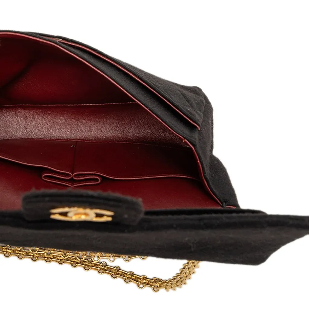 Chanel Medium Classic Jersey Bijoux Chain Double Flap Black Good - Model View