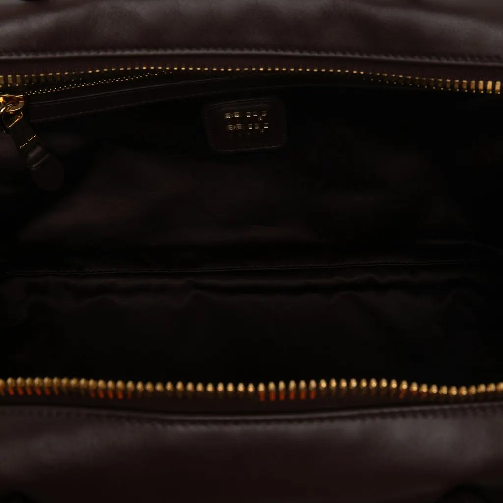 Miu Miu Large Calfskin Logo Beau Handbag Brown Leather Very good - Model View