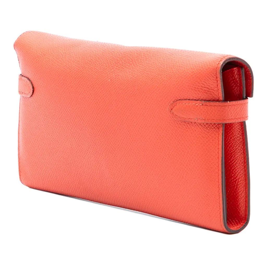 Hermès Epsom Kelly Longue Wallet Orange Leather Very good - Back View